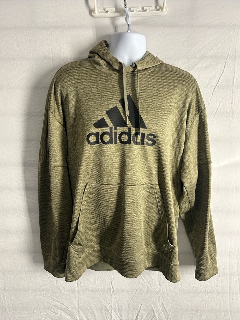 adidas Olive Green Pullover Hoodie with Black Logo